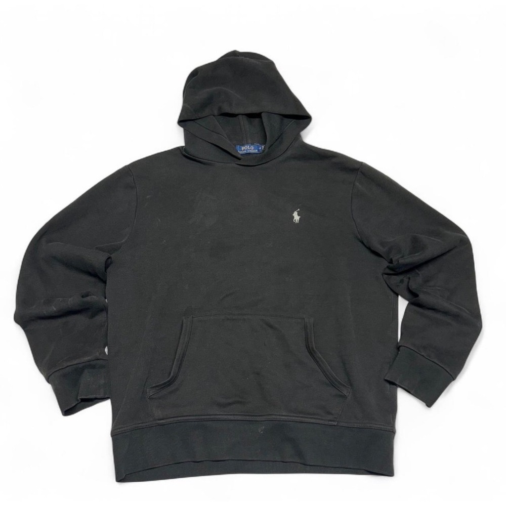 Polo Ralph Lauren Mens Black Fleece Hoodie Pony Logo Sweatshirt Size Medium 008